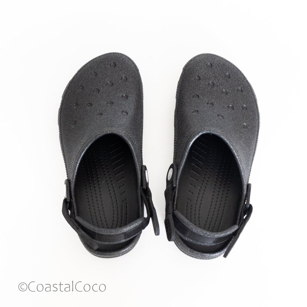 Crocs Classic Work Graphic Clog Hook & Loop Unisex M 7 / W 9 Shoes Black Glitter - Picture 3 of 10